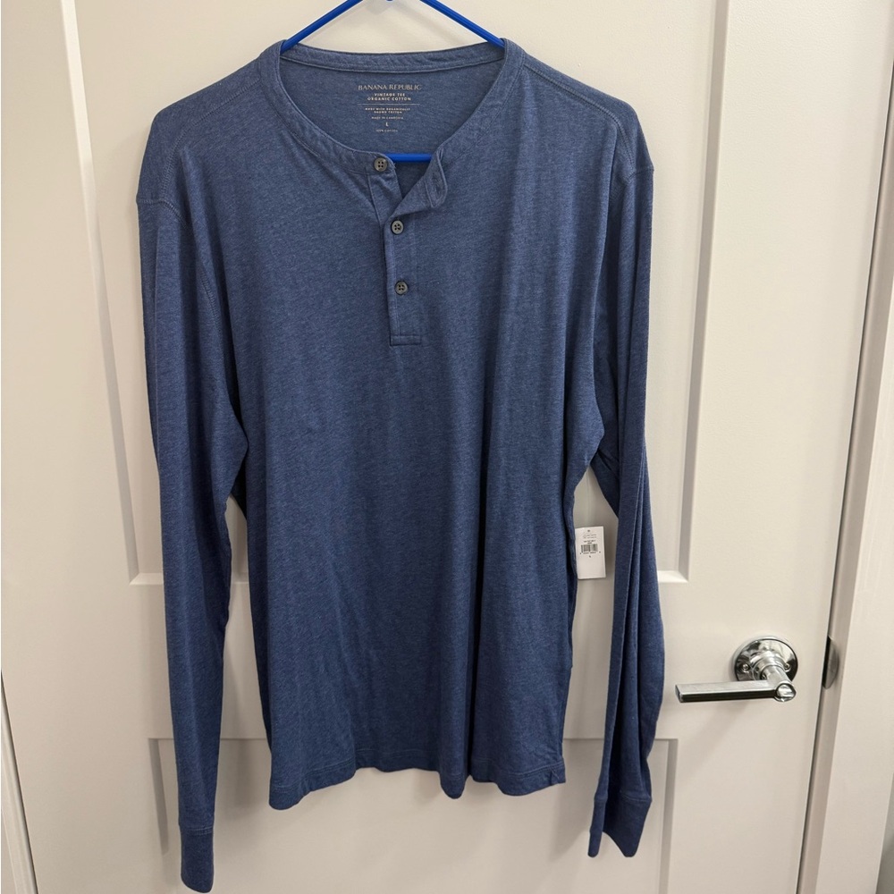 Banana Republic Men's Long-Sleeve Slate Blue Henley